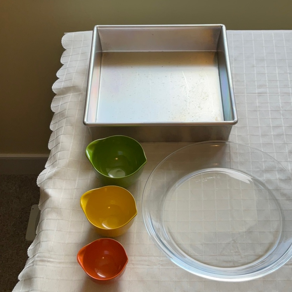 Baking Bundle #2 - Square Metal Baking Pan with Colorful Measuring Cups